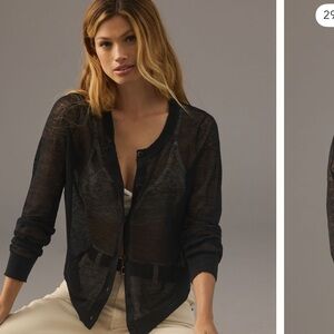 Anthropologie Maeve Black Sheer Cardigan